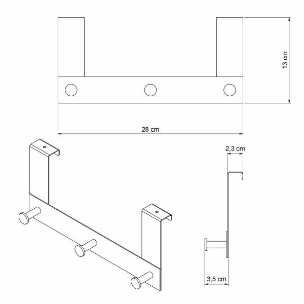 Κρεμάστρα Πόρτας 3 Θέσεων Grekon 303 Black