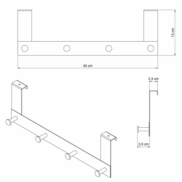 Κρεμάστρα Πόρτας 4 Θέσεων Grekon 304 White