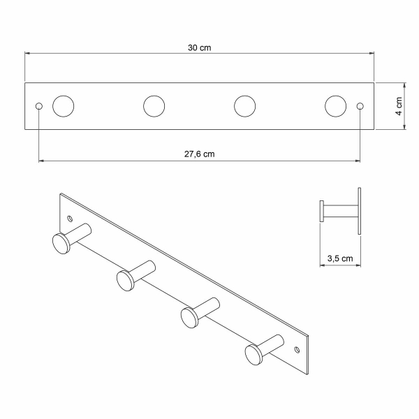 Κρεμάστρα Τοίχου 4 Θέσεων Grekon 404 White