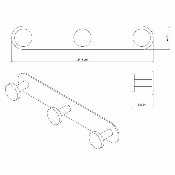 Κρεμάστρα Τοίχου 3 Θέσεων Grekon 453 Black
