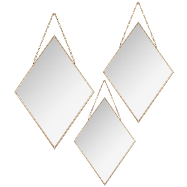 Διακοσμητικοί Καθρέφτες Τοίχου (Σετ 3τμχ) A-S Diamond Gold 158119A
