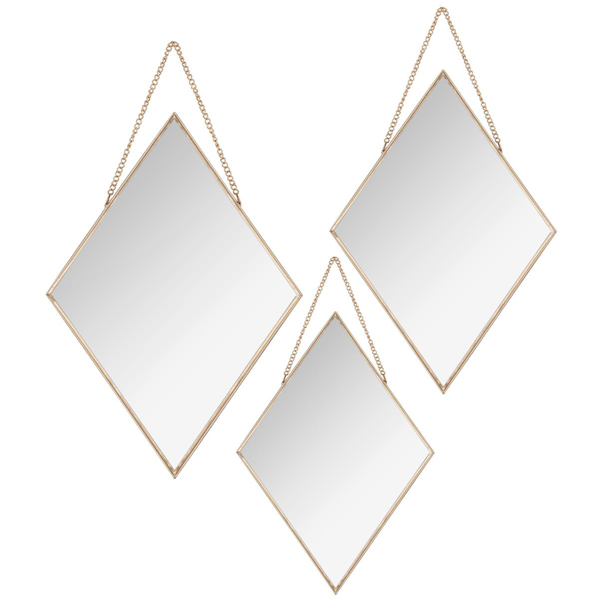 Διακοσμητικοί Καθρέφτες Τοίχου (Σετ 3τμχ) A-S Diamond Gold 158119A 175302