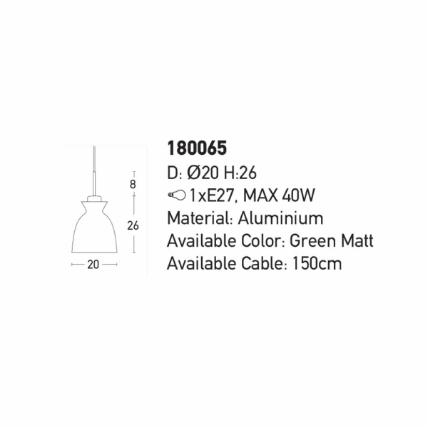 Φωτιστικό Οροφής Μονόφωτο Zambelis 180065 Green Matt
