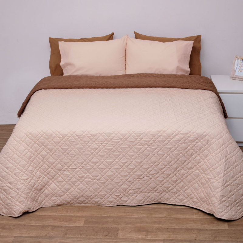 Κουβερλί Υπέρδιπλο (220x240) 2 Όψεων Viopros 5100 Μπεζ/Καφέ