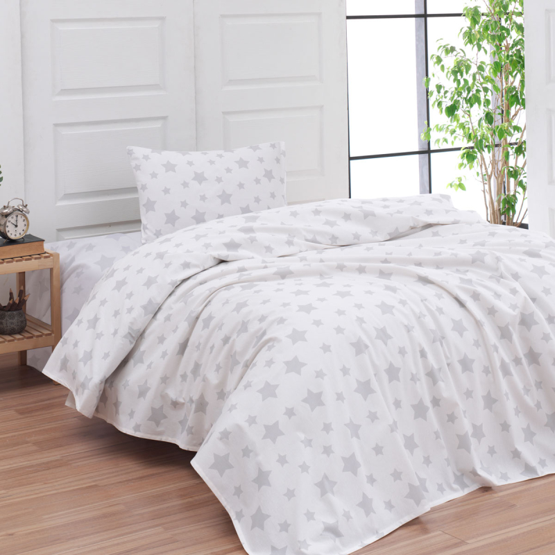 Φανελένια Σεντόνια Μονά (Σετ) Viopros Flannel 2540 Γκρι