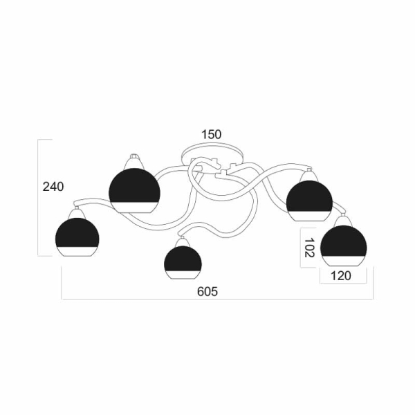 Φωτιστικό Οροφής Πολύφωτο Aca Alien TNK81444CG5H Copper/Gold