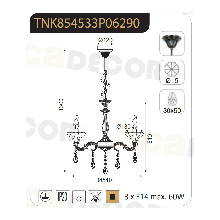 Πολυέλαιος Οροφής Aca Sarto Tnk854533P Bronze Home Φωτιστικά Spitishop