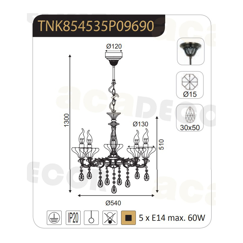 Πολυέλαιος Οροφής Aca Sarto Tnk854535P Bronze Home Φωτιστικά Spitishop