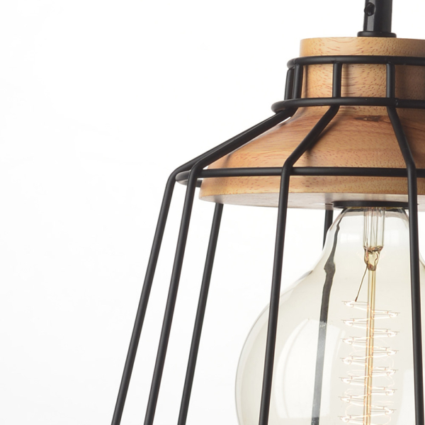 Φωτιστικό Οροφής Μονόφωτο Aca Kennedy KS159326BK Black Mat/Wood