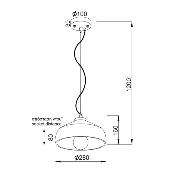 Φωτιστικό Οροφής Μονόφωτο Aca Elvis V351581P Cement