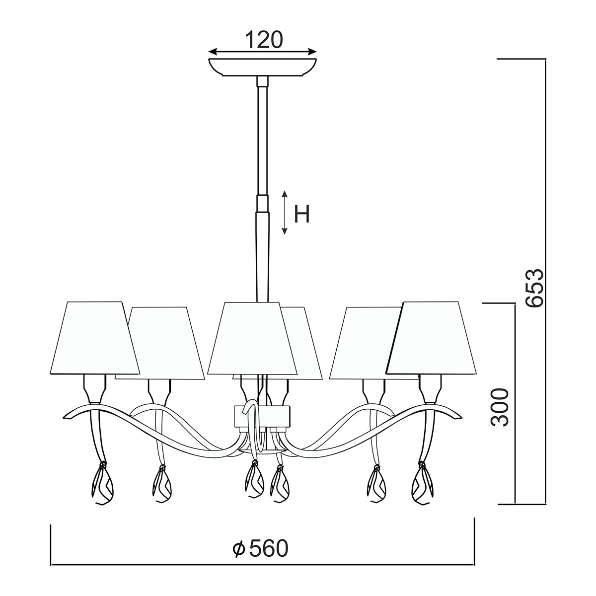Πολυέλαιος Οροφής Aca Wa1196 Chrome Black Home Φωτιστικά Spitishop