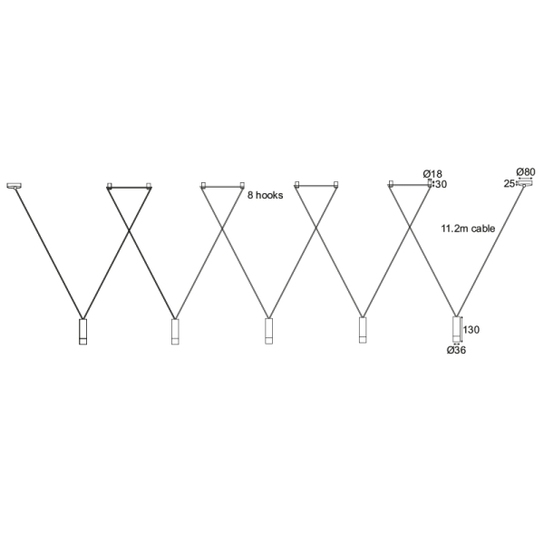 Φωτιστικό Οροφής Πολύφωτο Aca Teres YL22P5BK Black