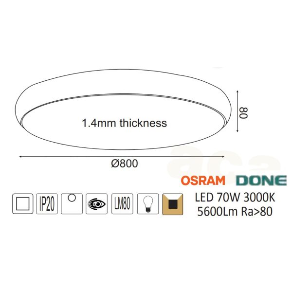 Φωτιστικό Πλαφονιέρα LED Aca Kallista V27LEDC80BK Black