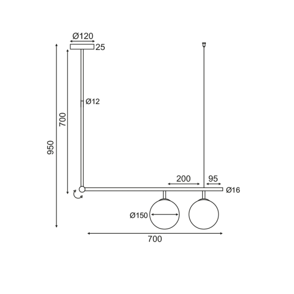 Φωτιστικό Οροφής Δίφωτο Aca Thetis V360502P Brass