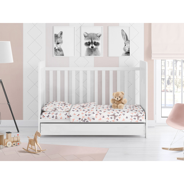 Σεντόνια Κούνιας (Σετ) Dimcol Butterfly 61 Coral