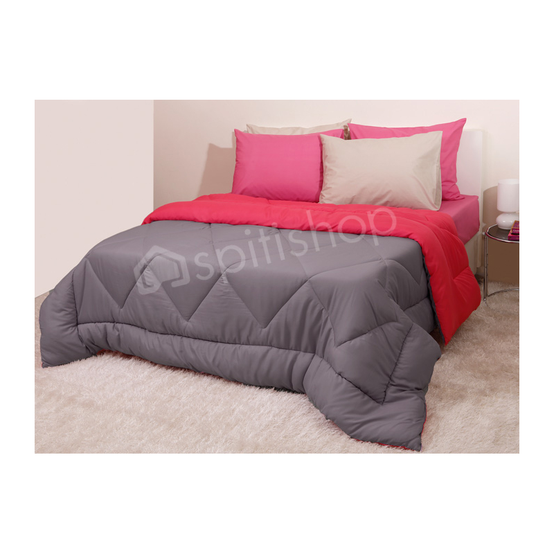 Πάπλωμα Υπέρδιπλο (220x240) 2 Όψεων Viopros Φούξια/Γκρι