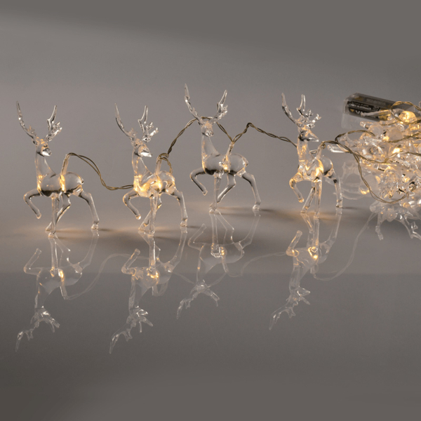 Χριστουγεννιάτικη Διακοσμητική Γιρλάντα Μπαταρίας Με 10 Led Φωτάκια Acrylic Reindeer X061011223