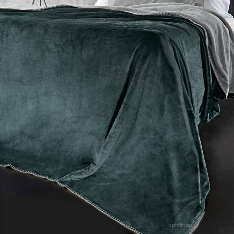 Κουβέρτα Fleece Μονή (160x220) + Διακοσμητική Μαξιλαροθήκη (Σετ) Guy Laroche Velvet Emerald