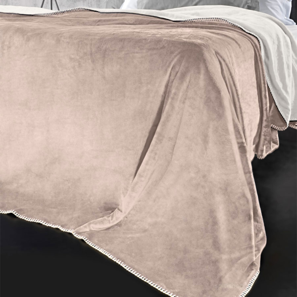 Κουβέρτα Fleece Υπέρδιπλη + Διακοσμητική Μαξιλαροθήκη (Σετ) Guy Laroche Velvet Pudra