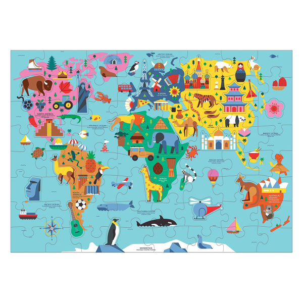 Παζλ Με 78 Κομμάτια Mudpuppy Παγκόσμιος Χάρτης