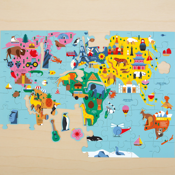 Παζλ Με 78 Κομμάτια Mudpuppy Παγκόσμιος Χάρτης