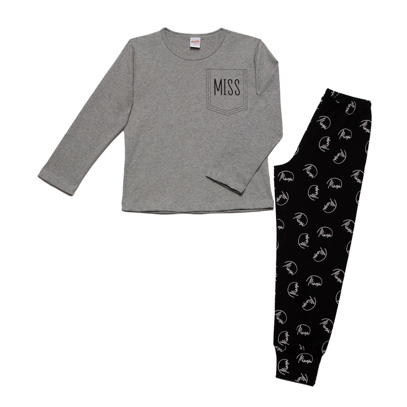 Πιτζάμα Παιδική Χειμωνιάτικη Minervakia Miss 61926-023 Γκρι