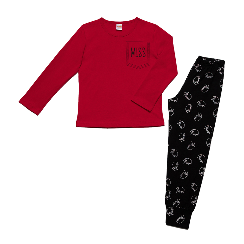 Πιτζάμα Παιδική Χειμωνιάτικη Minervakia Miss 61926-018 Κόκκινο
