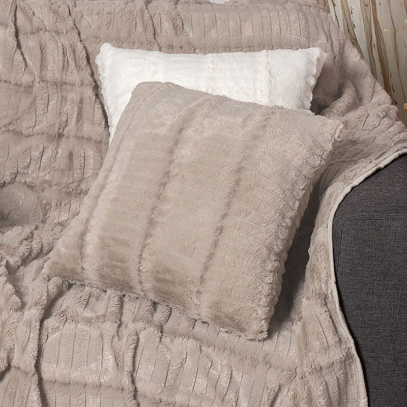 Διακοσμητική Μαξιλαροθήκη Γούνινη (45x45) Silk Fashion Stripe Beige
