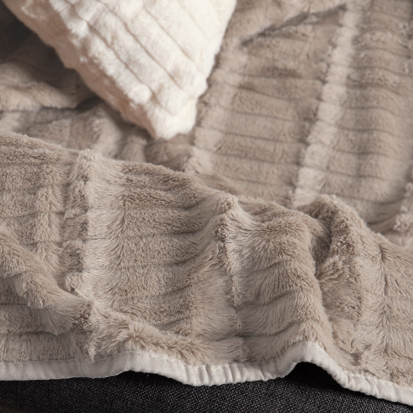 Γούνινο Ριχτάρι Πολυθρόνας (180x180) Silk Fashion Stripe Beige
