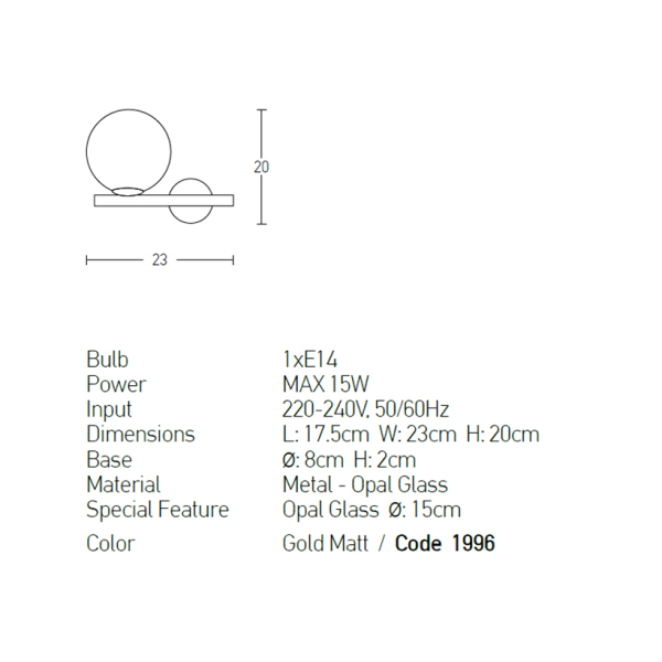 Απλίκα Τοίχου Zambelis 1996 Gold Matt