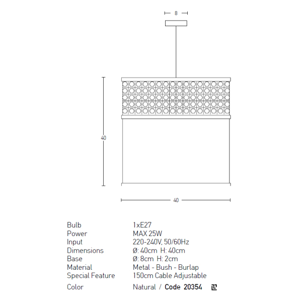 Φωτιστικό Οροφής Μονόφωτο Zambelis 20354 Burlap