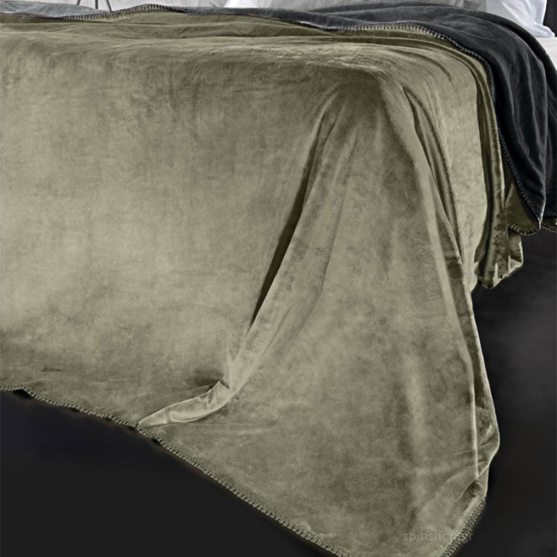 Κουβέρτα Fleece Μονή (160x220) + Διακοσμητική Μαξιλαροθήκη (Σετ) Guy Laroche Velvet Khaki