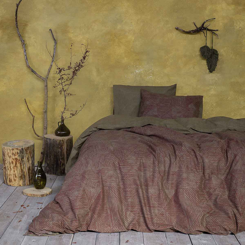 Σεντόνια Μονά (Σετ) Nima Bed Linen Jayla Wine Red
