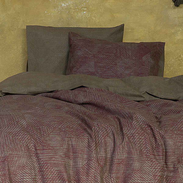 Σεντόνια Μονά (Σετ) Nima Bed Linen Jayla Wine Red