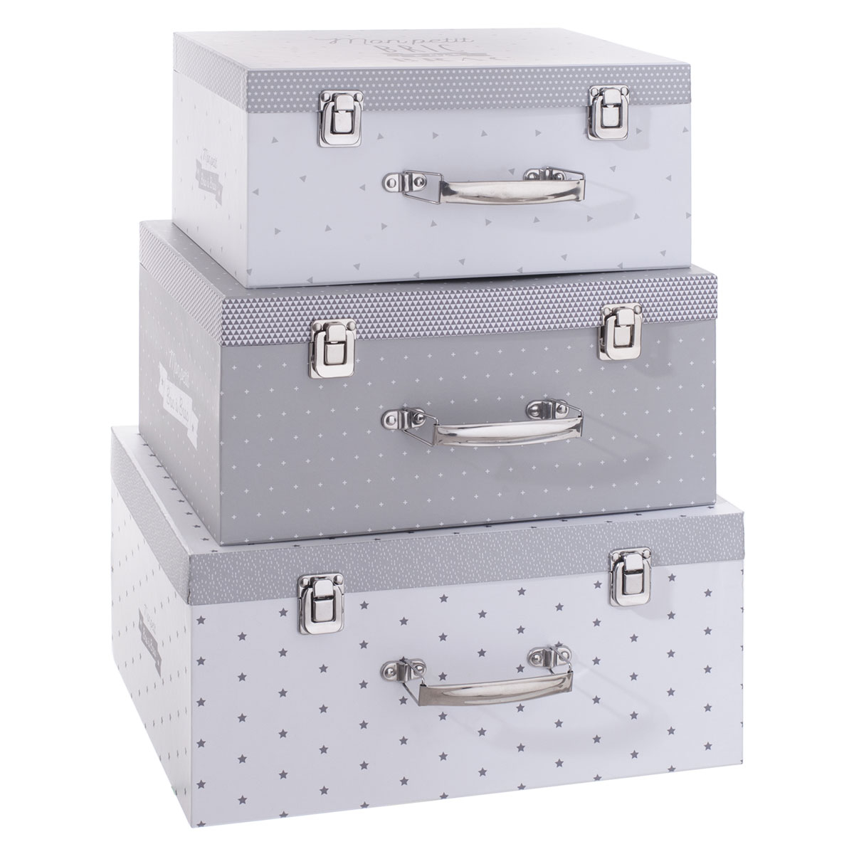 Κουτιά Αποθήκευσης/Βαλίτσες (Σετ 3τμχ) A-S Grey Carton 127260B