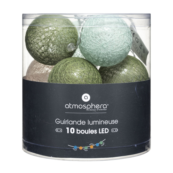 Διακοσμητική Γιρλάντα Μπαταρίας Με 10 LED Φωτάκια A-S Ecru/Khaki/Ciel 116415Ο