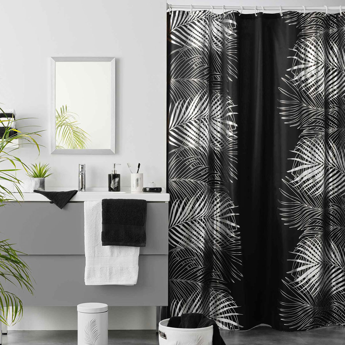 Spitishop Κουρτίνα Μπάνιου (180x200) Με Κρίκους L-C Orbella Noir/Argent 1801310