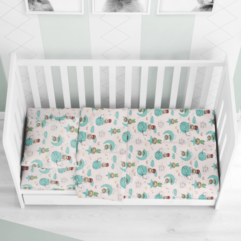 Σεντόνια Κούνιας (Σετ) Dimcol Reach The Stars Green 192