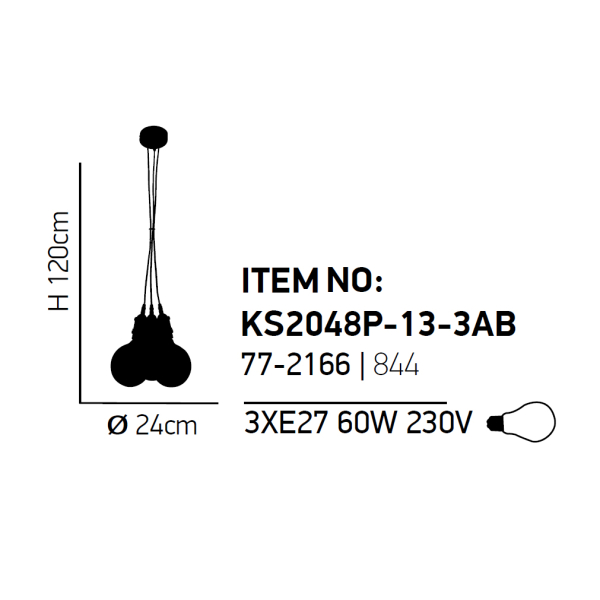 Φωτιστικό Οροφής Τρίφωτο Homelighting Magnum 77-2166 Bronze