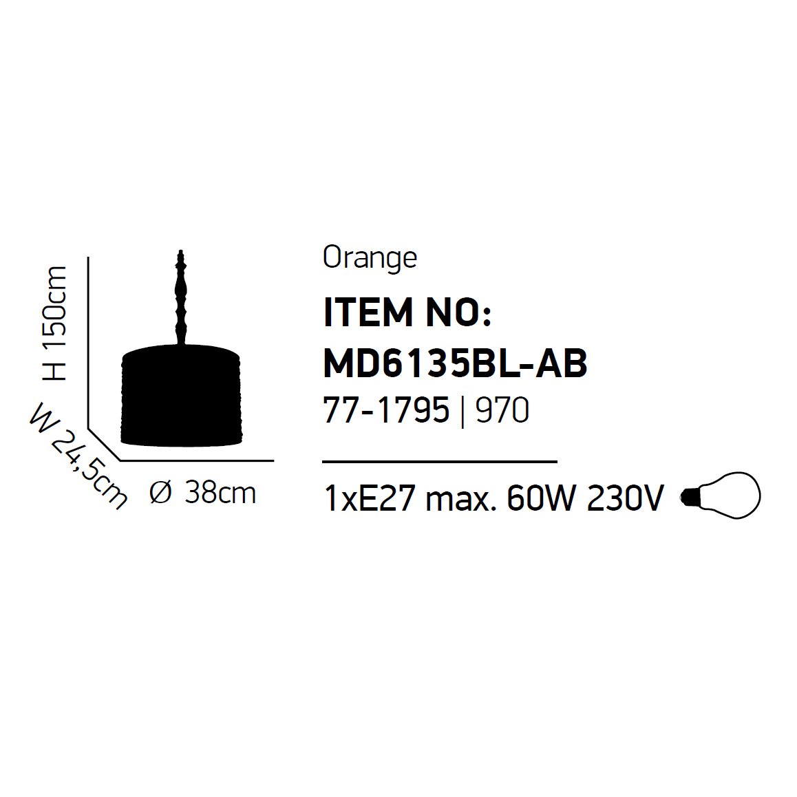Φωτιστικό Οροφής Μονόφωτο Homelighting Acrilic Fan 77-1795 Orange Home Φωτιστικά Spitishop