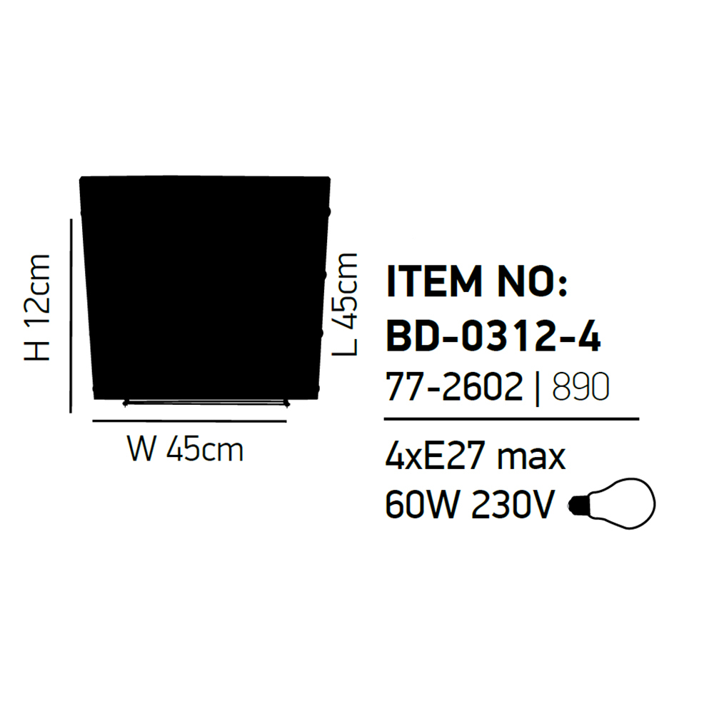 Φωτιστικό Πλαφονιέρα Homelighting Toro 77-2602 Black Home Φωτιστικά Οροφής Spitishop
