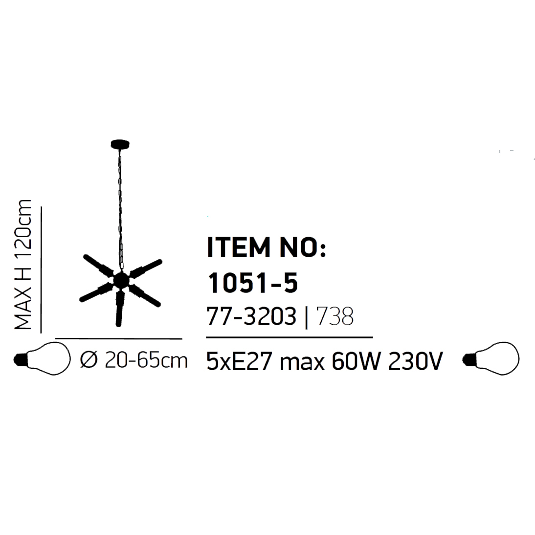 Φωτιστικό Οροφής Πολύφωτο Homelighting Helix 77-3203 Black Home Φωτιστικά Spitishop