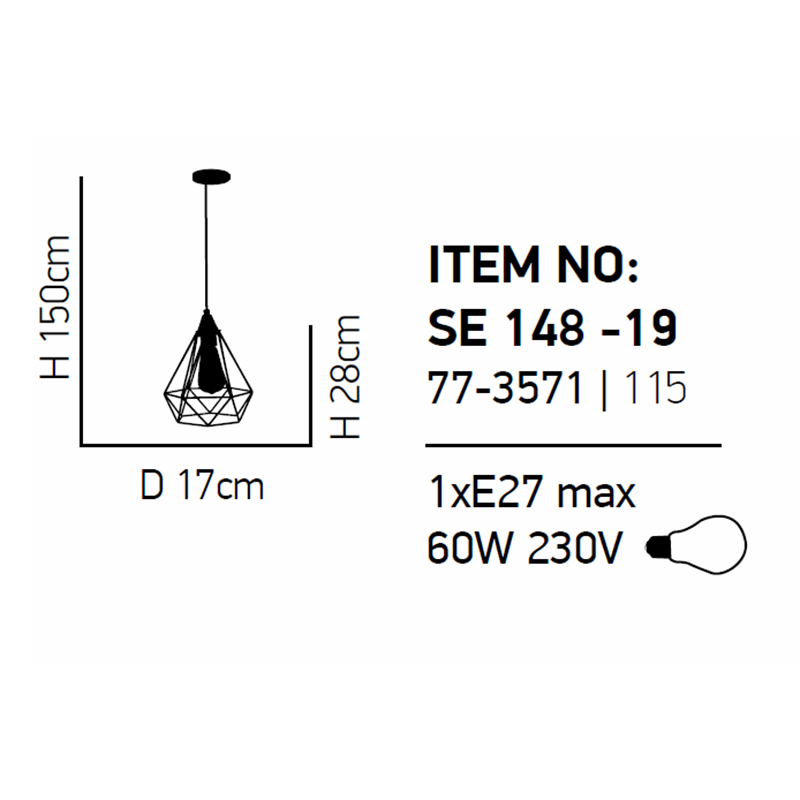 Φωτιστικό Οροφής Μονόφωτο Homelighting Mila 77-3571 Black Home Φωτιστικά Spitishop
