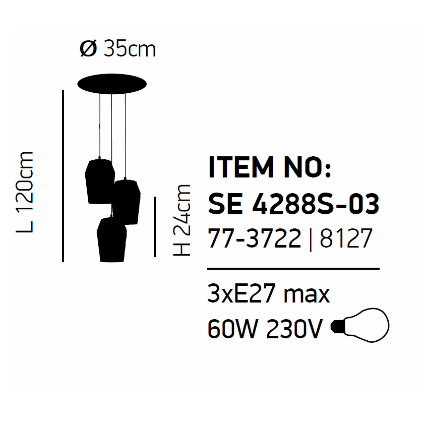 Φωτιστικό Οροφής Τρίφωτο Homelighting Luca 77-3722 Smoked Grey Home Φωτιστικά Spitishop