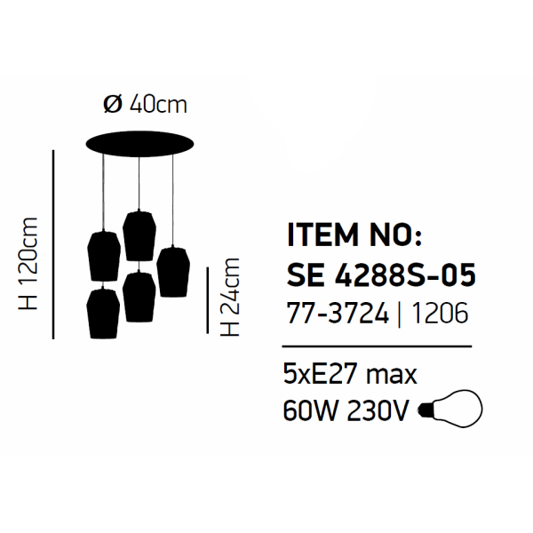 Φωτιστικό Οροφής Πολύφωτο Homelighting Luca 77-3724 Smoked Grey