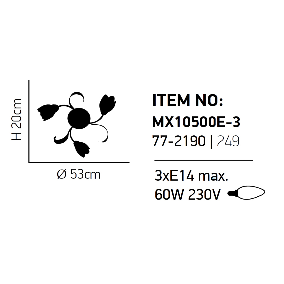 Φωτιστικό Οροφής Τρίφωτο Homelighting Caren 77-2190 White Home Φωτιστικά Spitishop