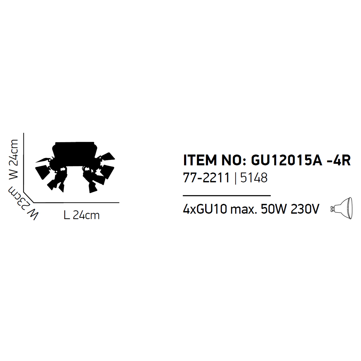 Σποτ Πολύφωτο Homelighting Mystic 77-2211 Black Home Φωτιστικά Οροφής - Τοίχου Spitishop