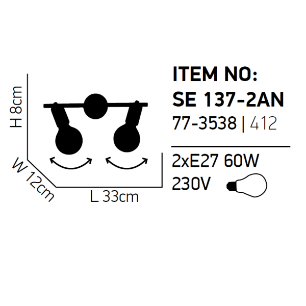Σποτ Δίφωτο Homelighting Soma 77-3538 Chrome