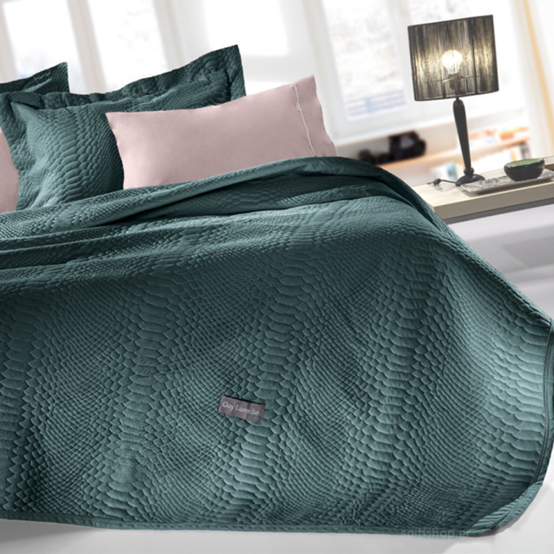 Κουβέρτα Fleece Υπέρδιπλη (220x240) Με Γουνάκι + Διακοσμητική Μαξιλαροθήκη (Σετ) Guy Laroche Capsule Emerald