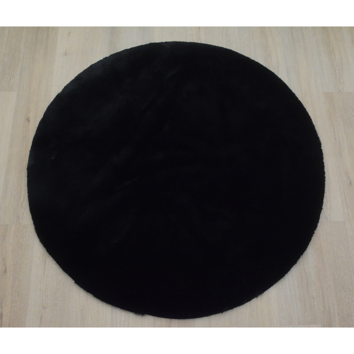 Στρογγυλό Χαλί Γούνινο (Φ160) New Plan Puffy Fc9 Black Home Χαλιά Σαλονιού Spitishop